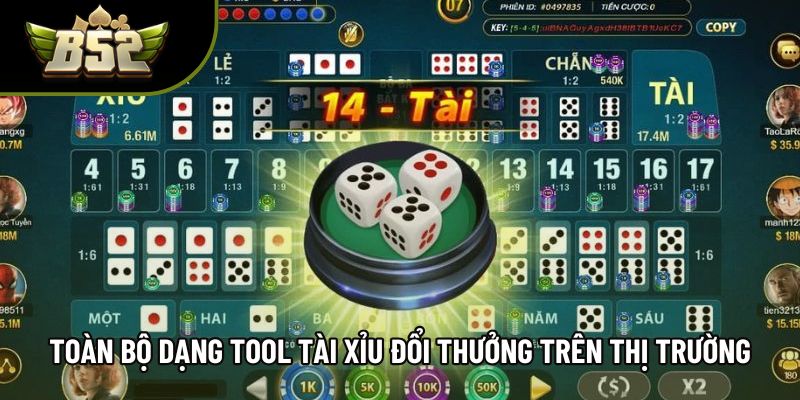 Toàn bộ dạng tool tài xỉu đổi thưởng trên thị trường